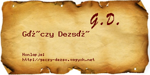 Géczy Dezső névjegykártya